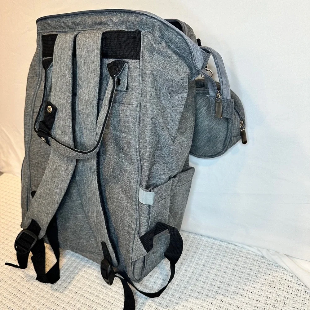 Hooks & Needles Knitting Crochet Organizer Backpack Gray Yarn Storage Bag‎ Large